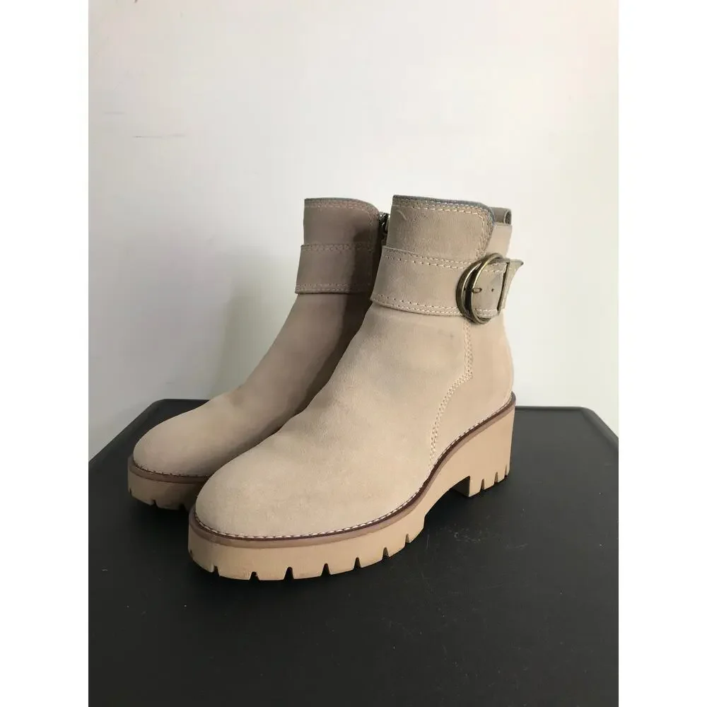 Blondo Booties Womens Size‎ 6M Tan Suede Side Zip Chucky Sole Waterproof
